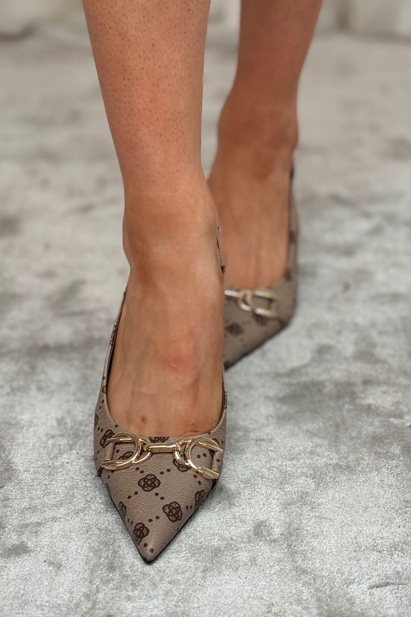 Cathy Printed Slingback In Taupe Mix