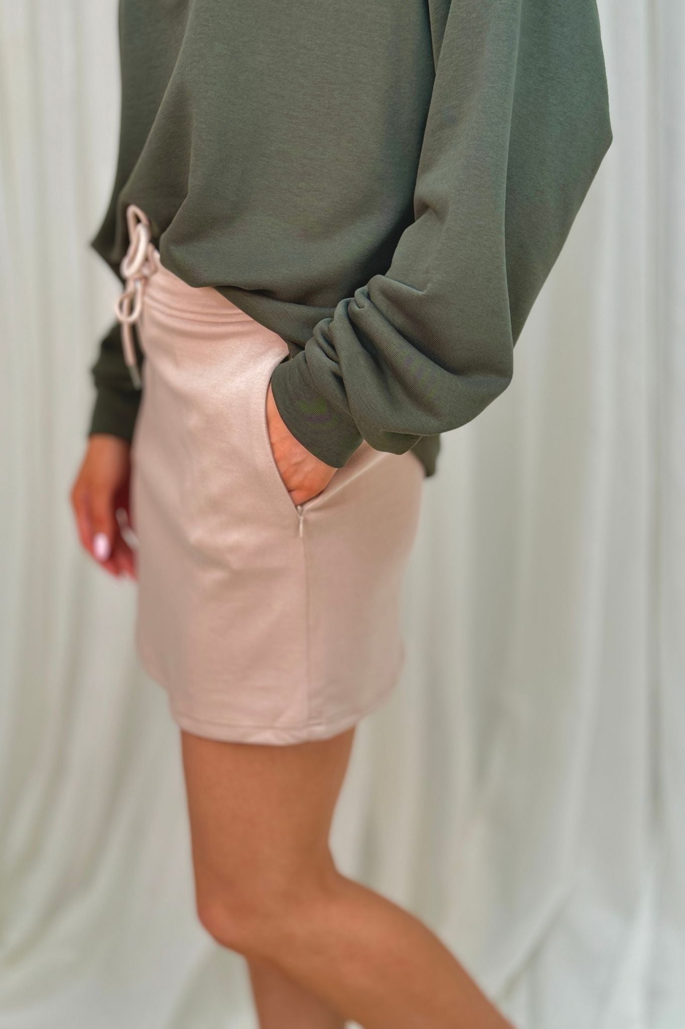 Jane Jersey Mini Skirt In Neutral