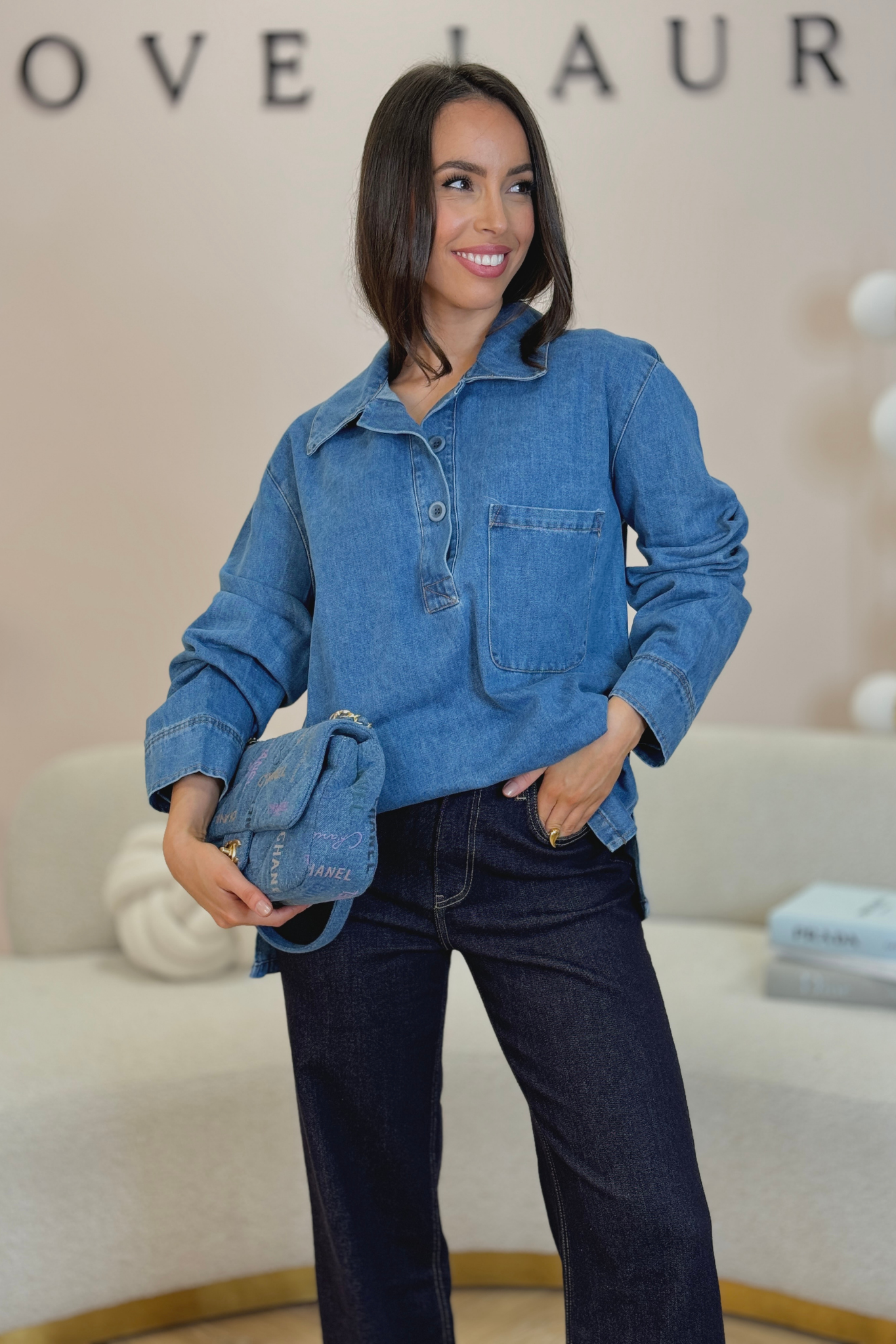 Jane Denim Shirt In Mid Wash