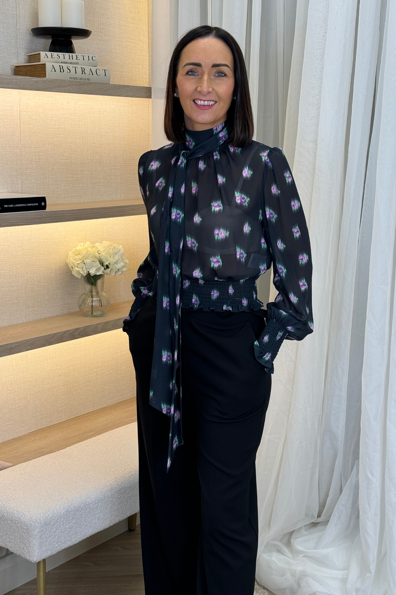 Sophia Floral Blouse In Black