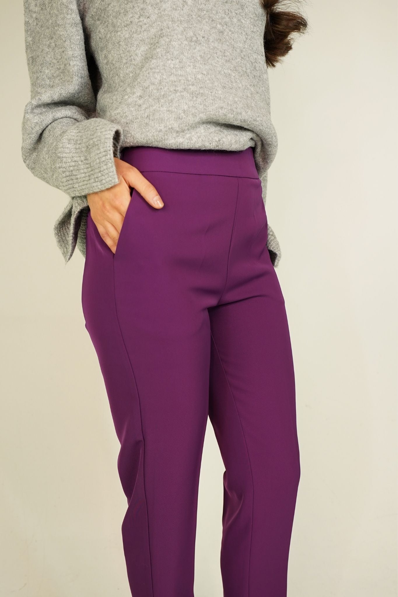 Sophia Fitted Trousers In Plum