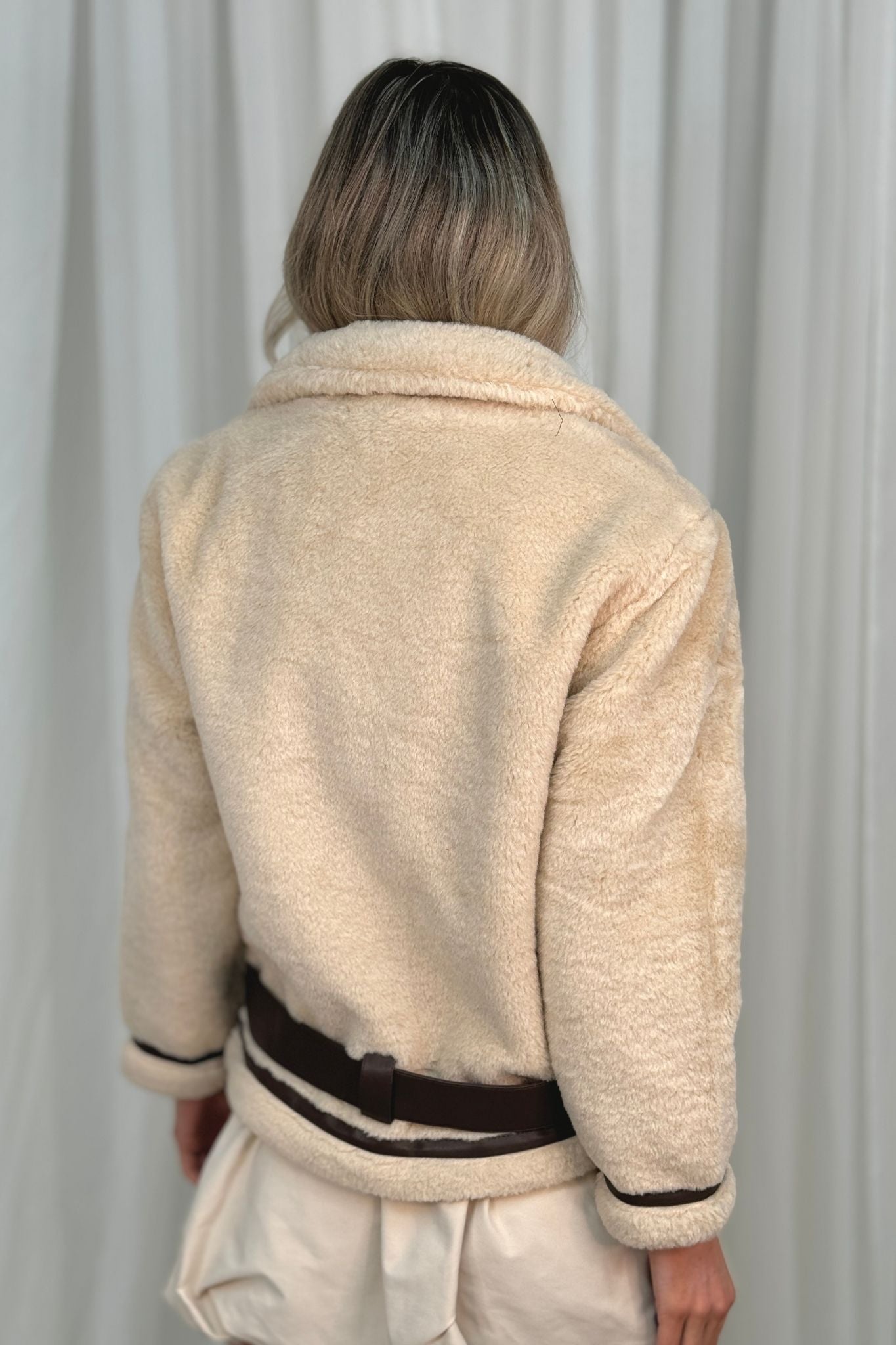 Caitlyn Textured Aviator Jacket In Cream