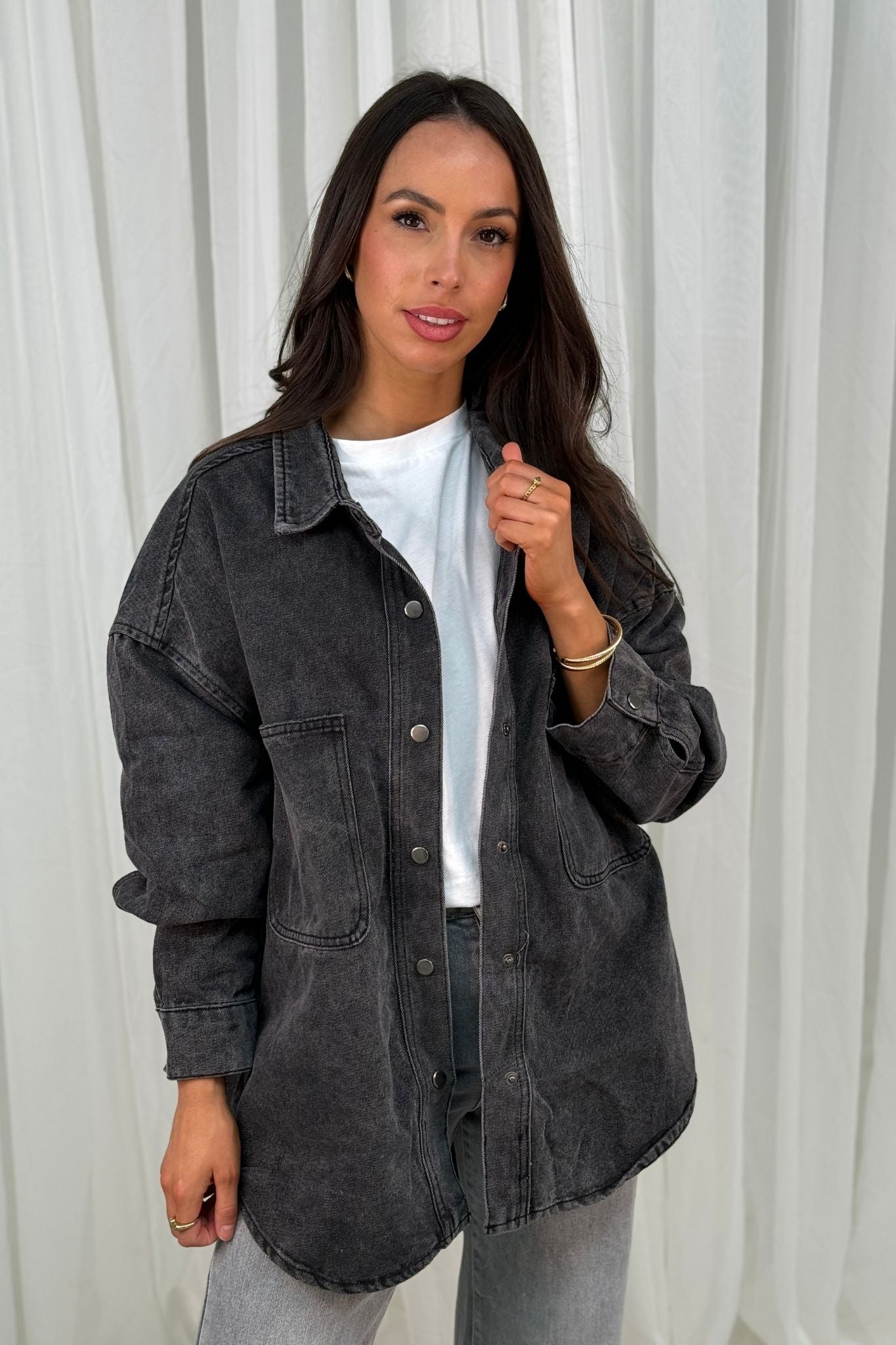 Lynne Denim Overshirt In Black Wash