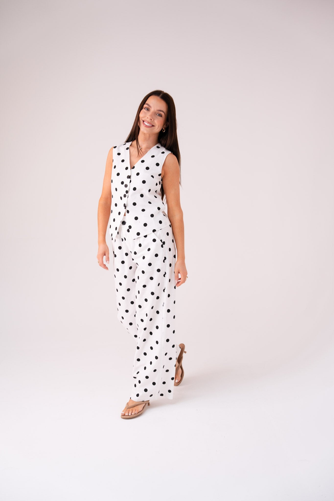 Love Laura Polka Dot Trousers In Monochrome