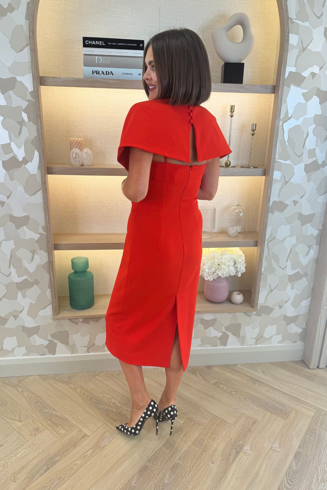 Marissa Crossover Midi Dress In Red