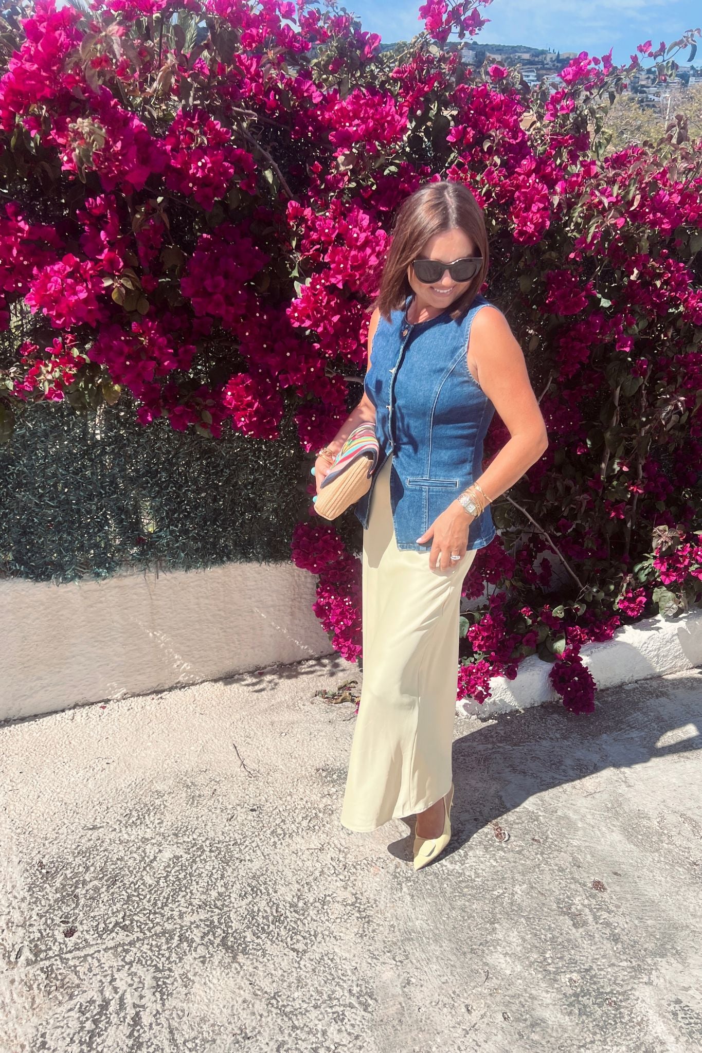 Love Laura Denim Waistcoat In Dark Wash