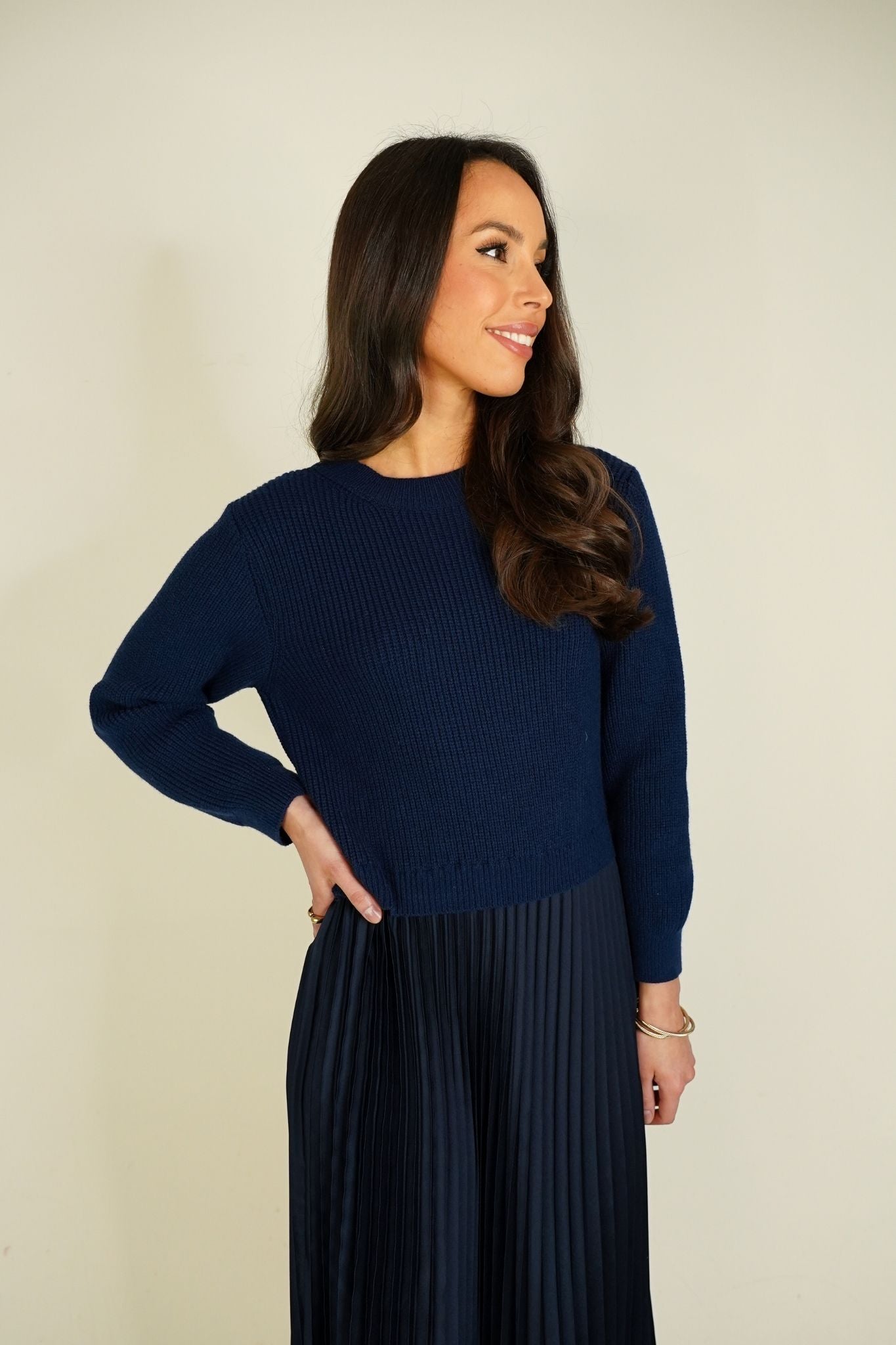 Indie Contrast Jumper Dress In Navy