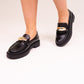 Winnie Buckle Loafers In Black