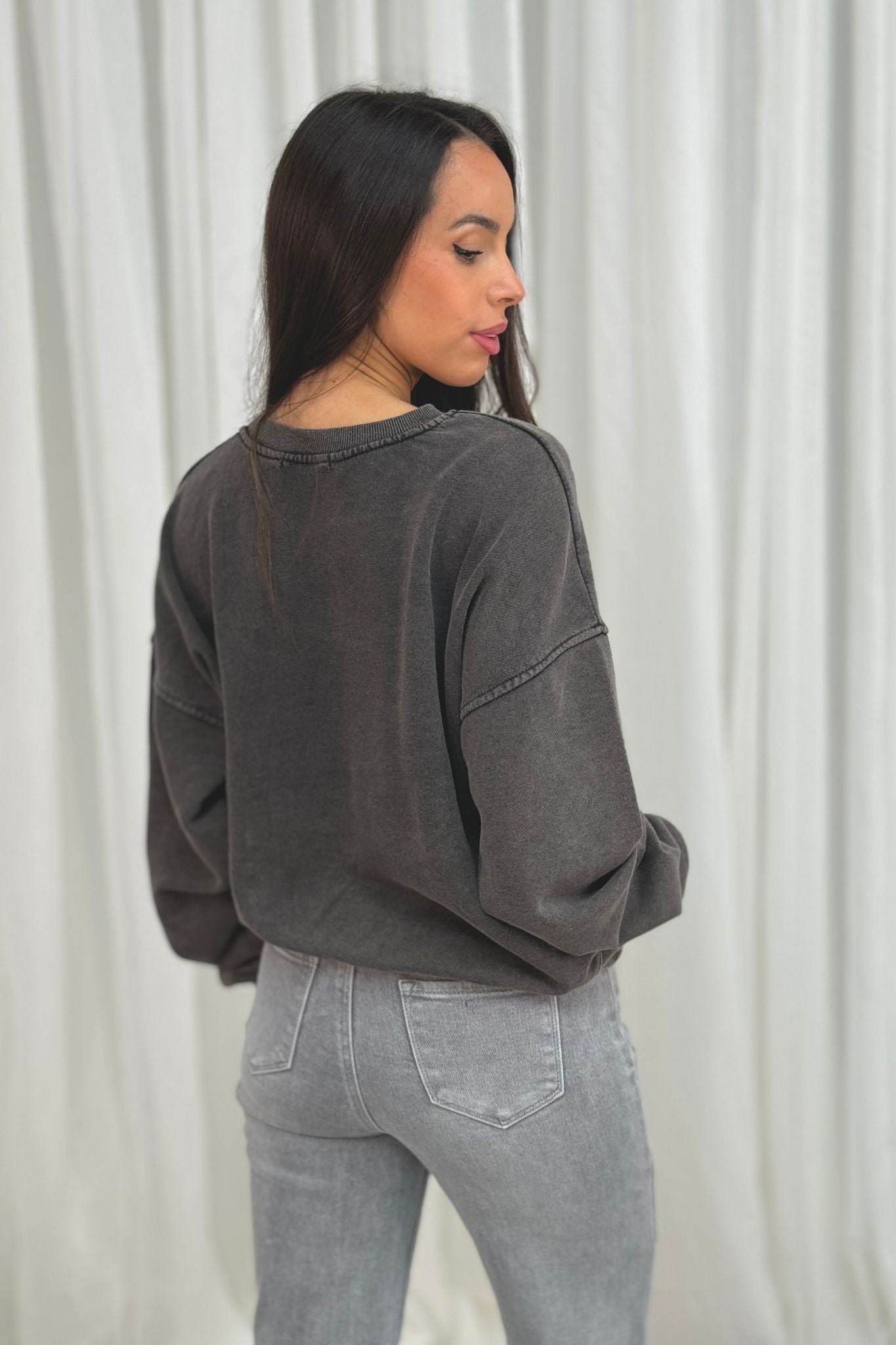 Melanie Lemon Graphic Sweatshirt In Grey