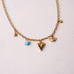 Olive Blue Stone Charm Necklace In Gold