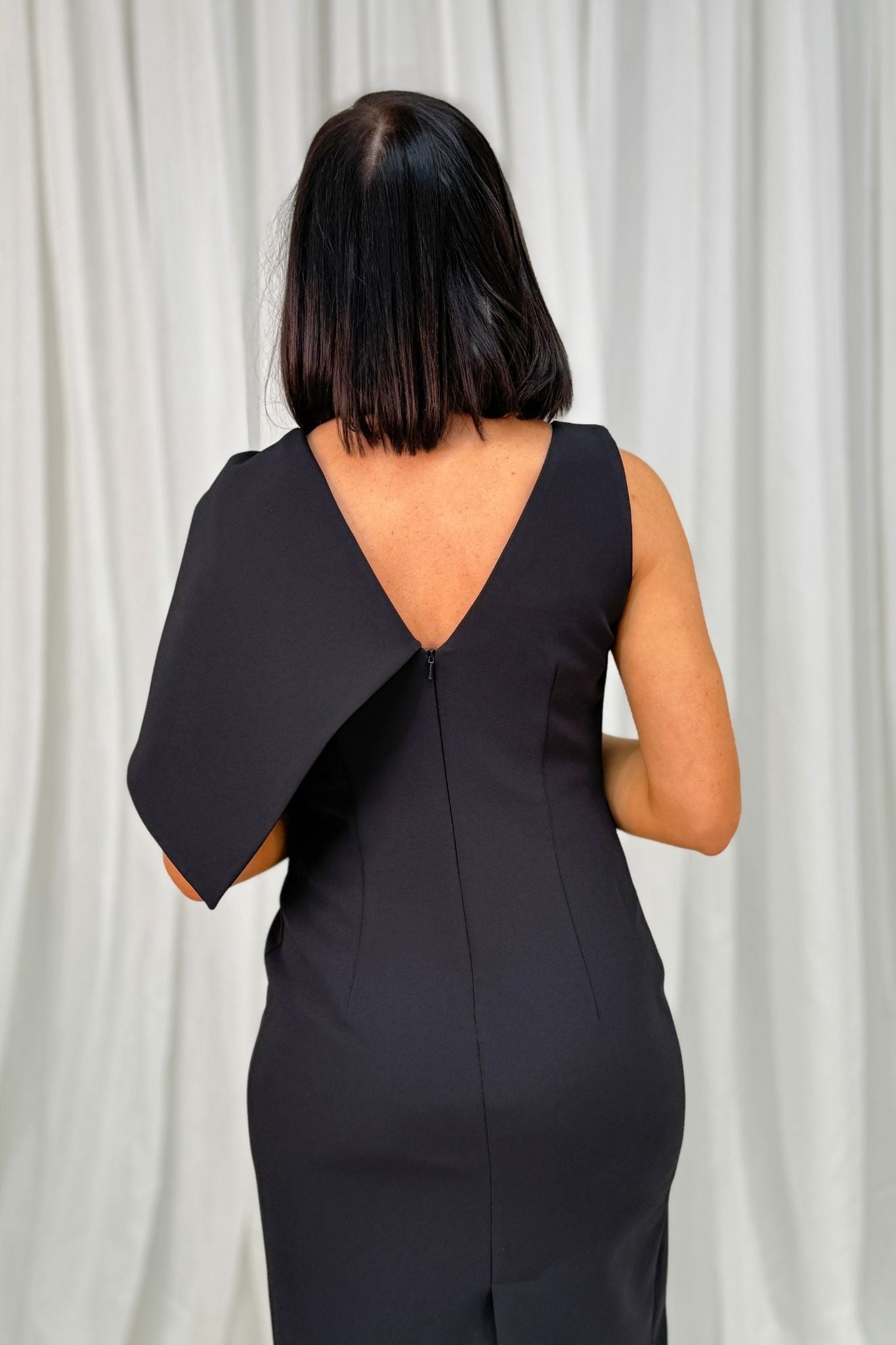 Marissa Bow Shoulder Dress In Black