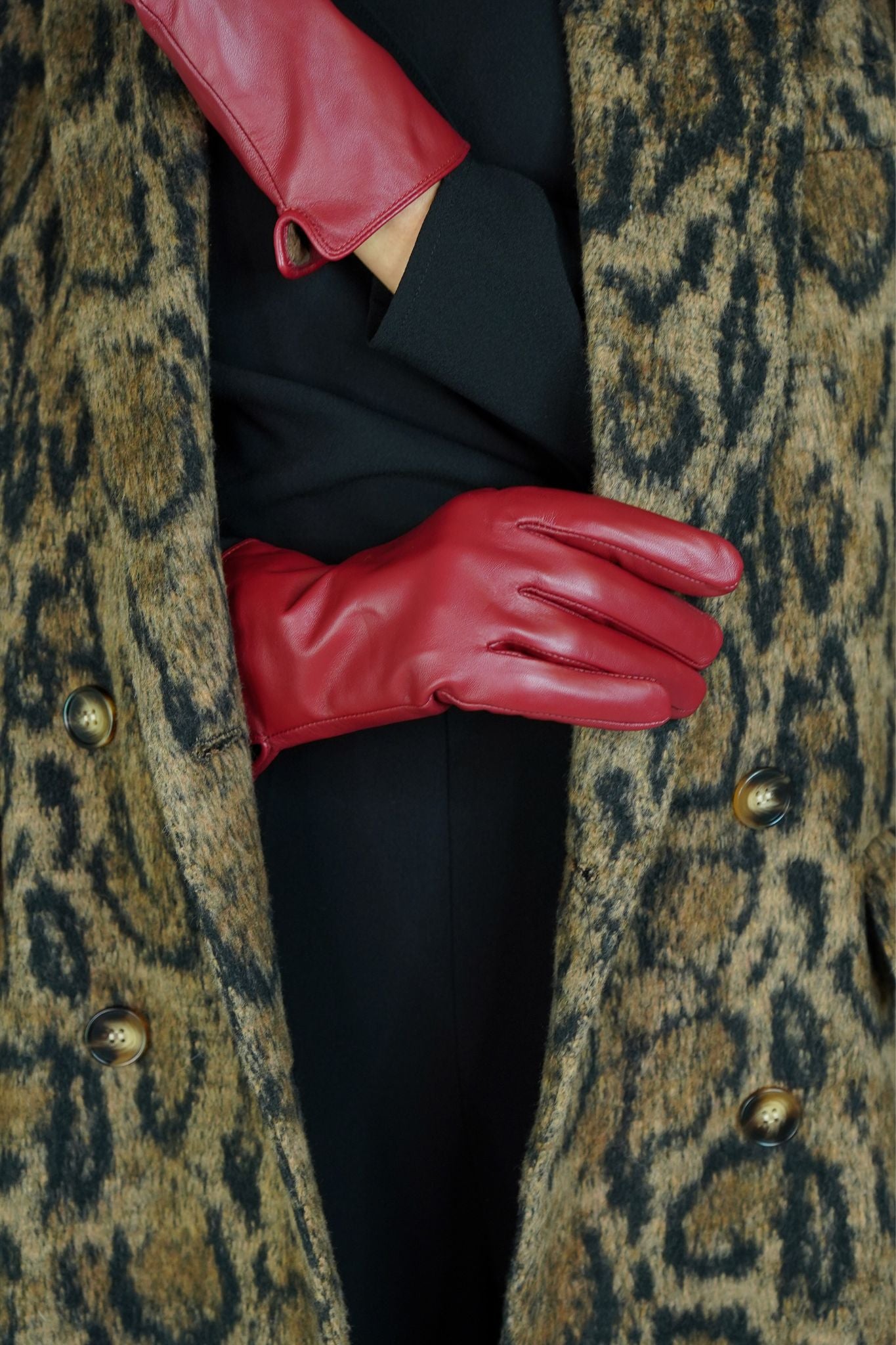 Polly Leather Gloves In Red