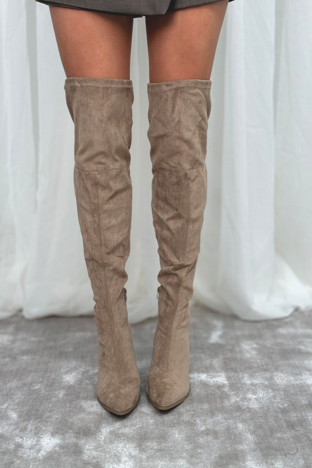 Izzy Over Knee Boots In Neutral