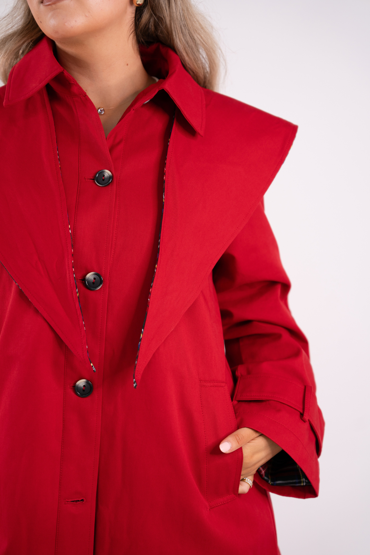 Love Laura Trench Coat With Scarf In Red