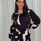 Frankie Tiered Midi Dress In Black & Pink