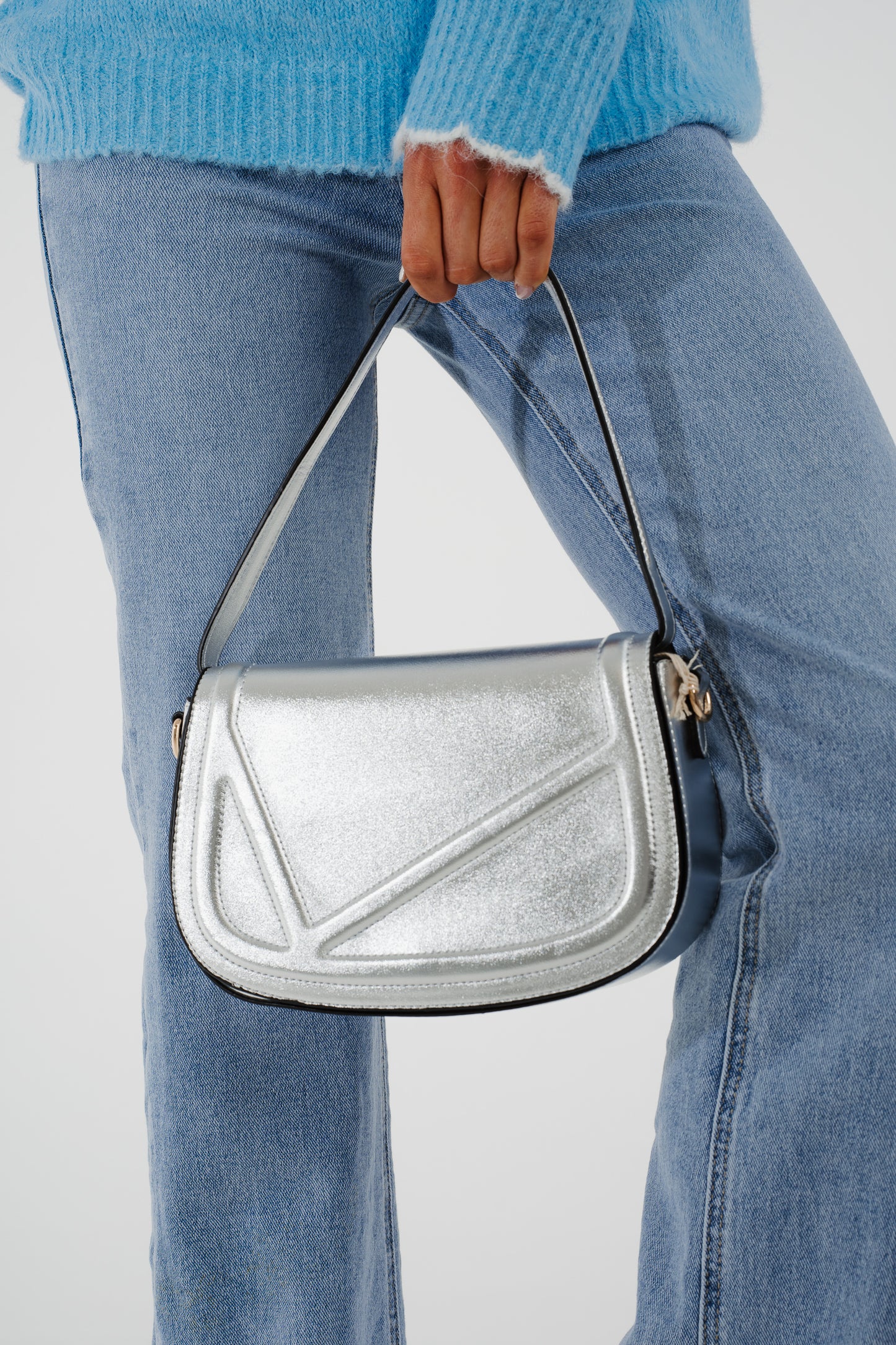 Beth Metallic Shoulder Bag In Silver