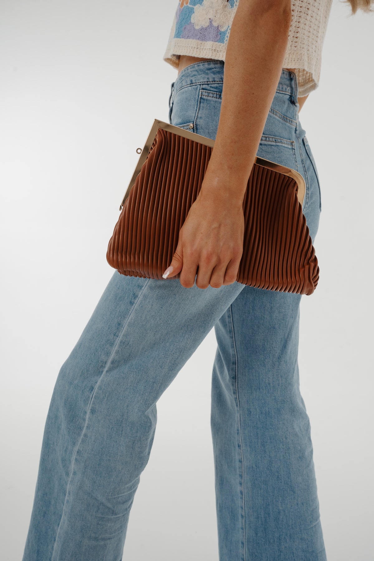 Polly Pouch Clutch Bag In Tan