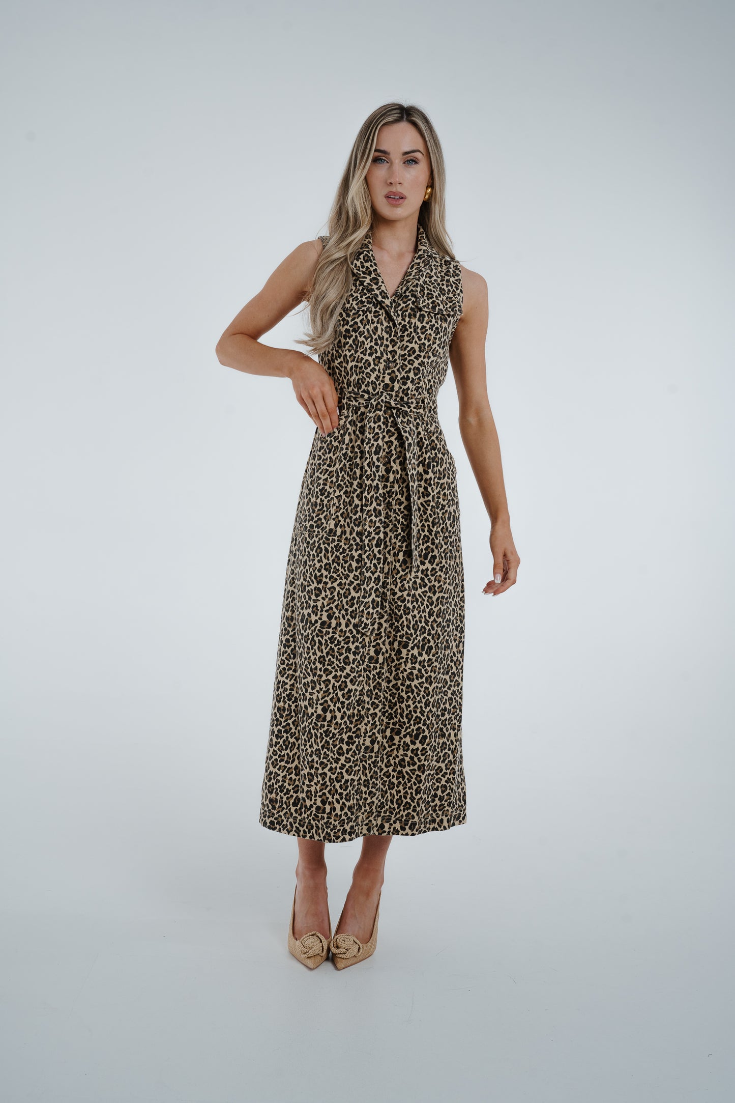 Cora Sleeveless Dress In Leopard Print