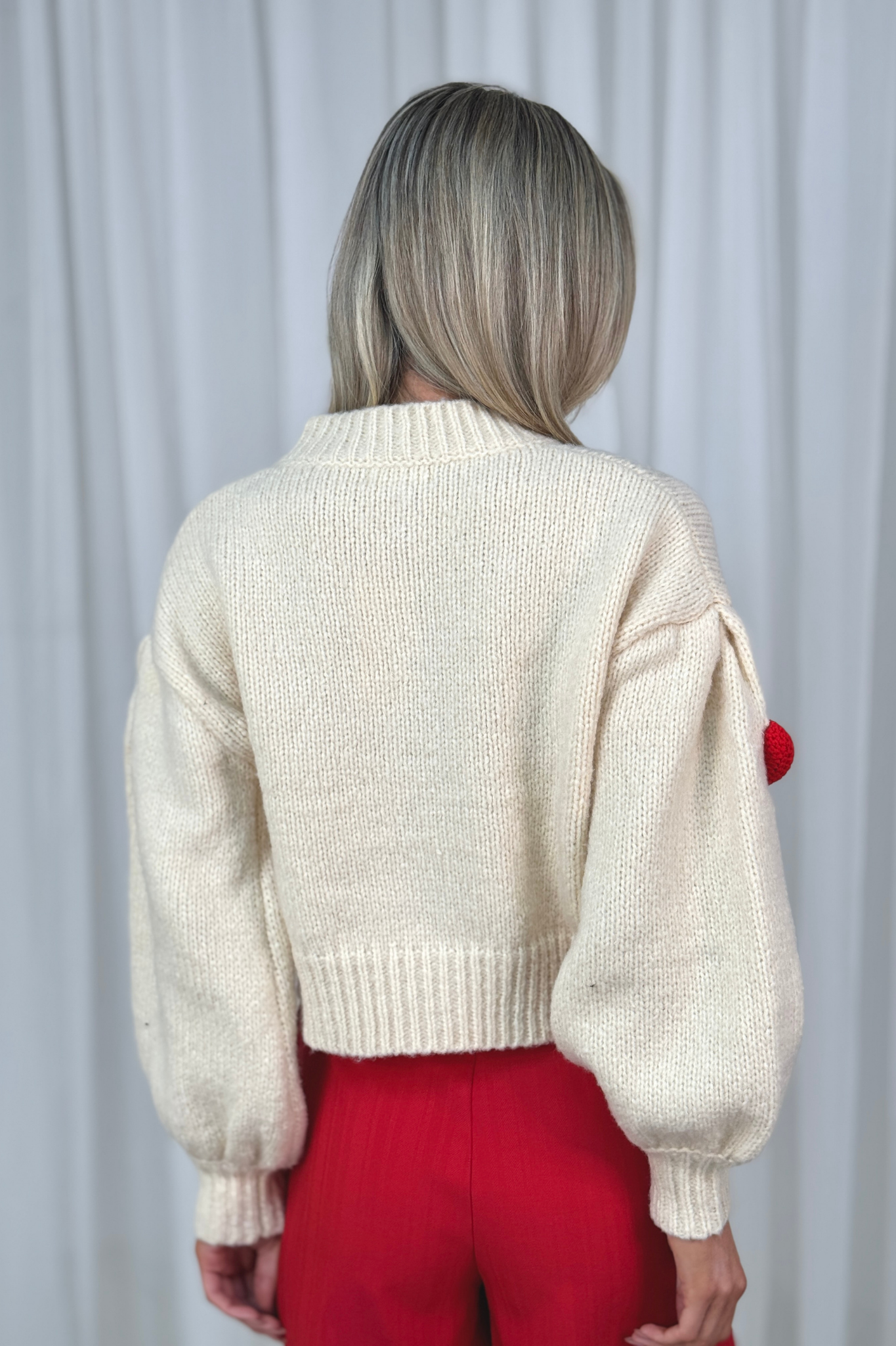 Holly Heart Appliqué Cardigan In Cream