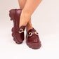 Winnie Buckle Loafers In Wine