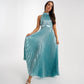 Grace Pleated Dress In Turquoise