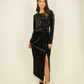 Eva Embroidered Velvet Dress In Black