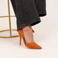 Lauren Faux Suede Cut Out Heel In Orange