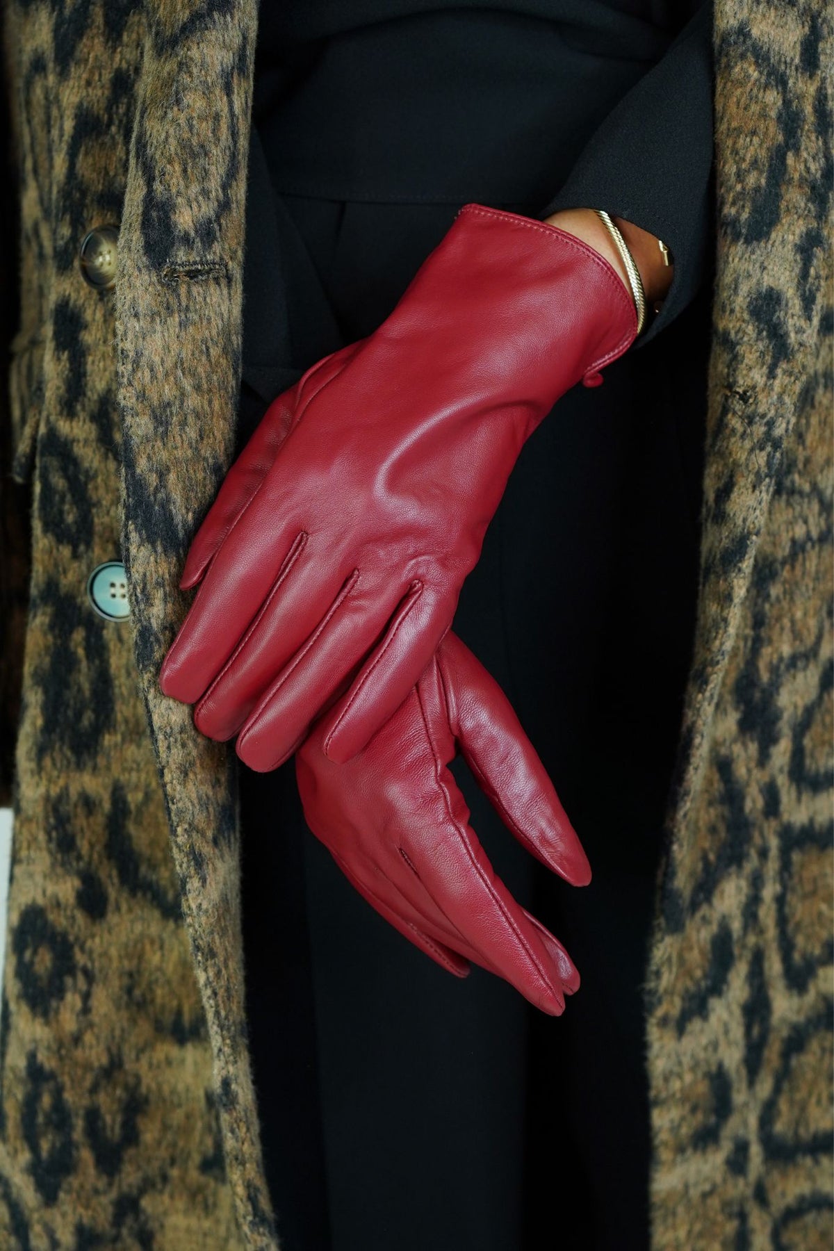 Polly Leather Gloves In Red