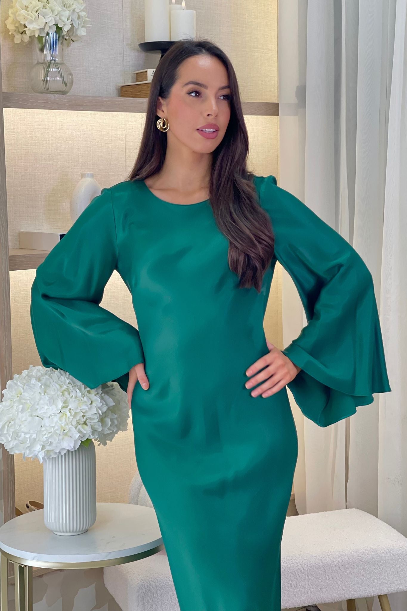 Alana Keyhole Back Dress In Green