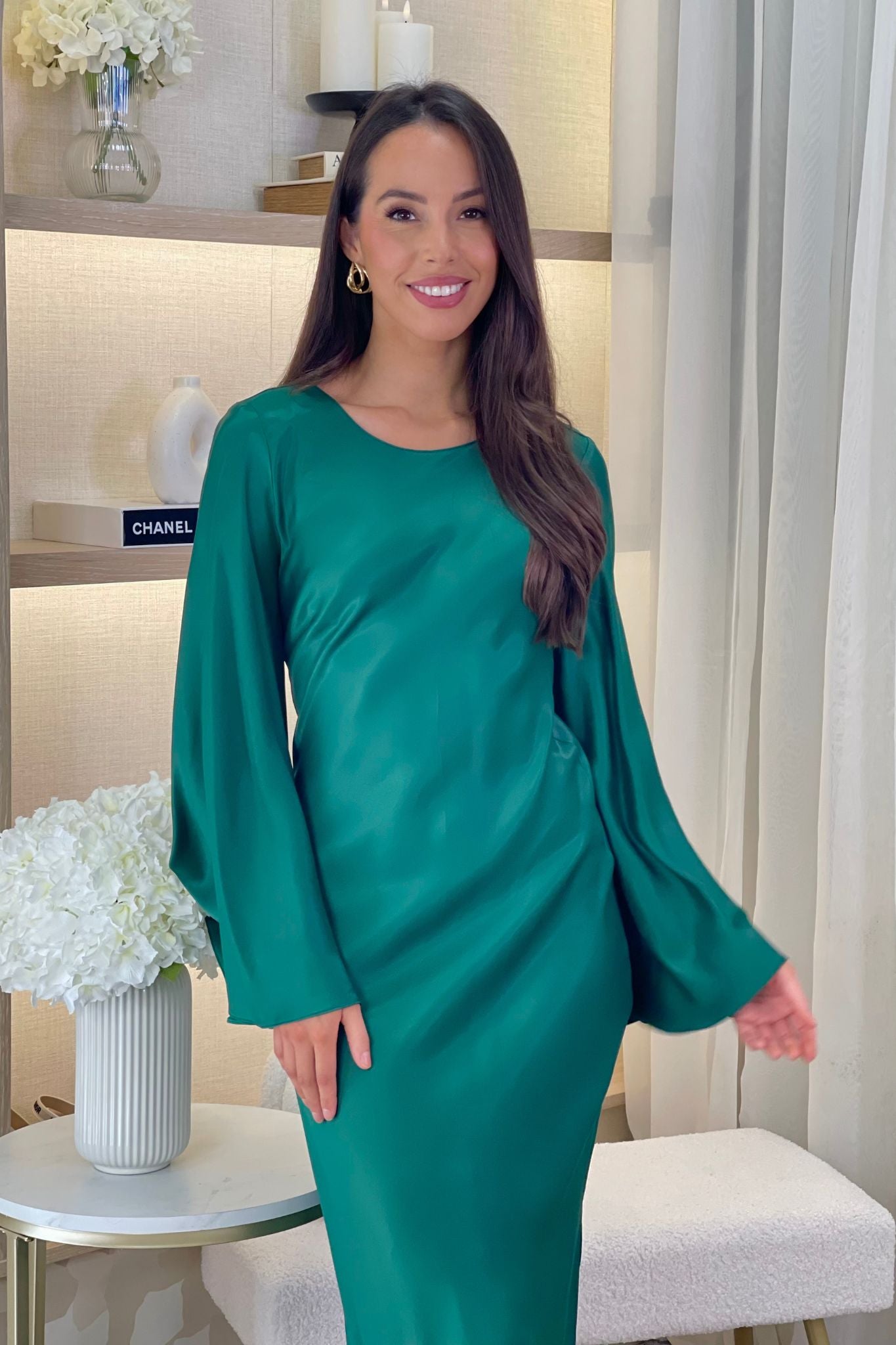 Alana Keyhole Back Dress In Green