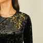 Eva Embroidered Velvet Dress In Black