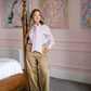 Love Laura Pinstripe Bow Blouse In Pink