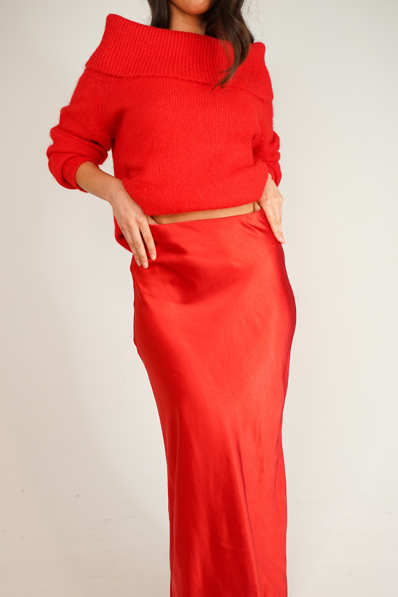 Love Laura Slip Skirt In Cherry Red