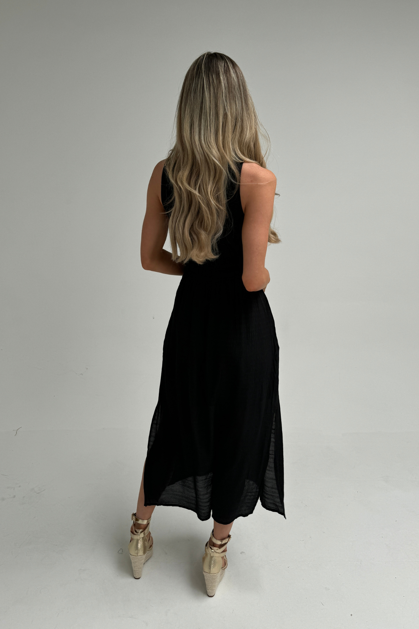 Frankie Elasticated Waist Dress In Black