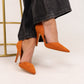 Lauren Faux Suede Cut Out Heel In Orange