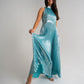 Grace Pleated Dress In Turquoise