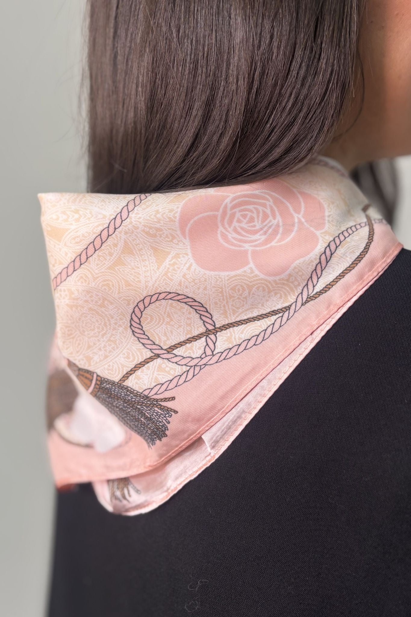 Orla Floral Print Neck Scarf In Pale Pink