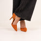 Lauren Faux Suede Cut Out Heel In Orange