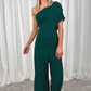 Alexandra Draped One Shoulder Jumpsuit In Green