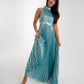 Grace Pleated Dress In Turquoise