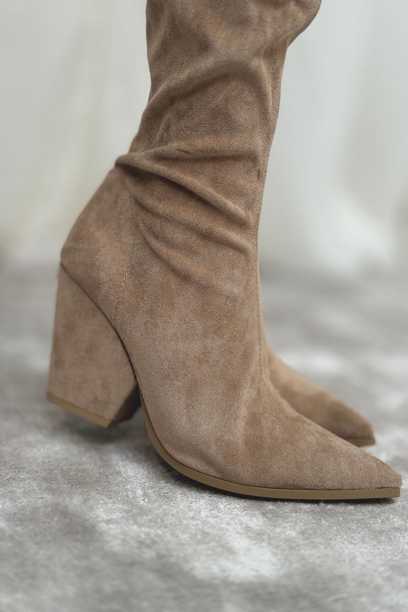 Izzy Over Knee Boots In Neutral