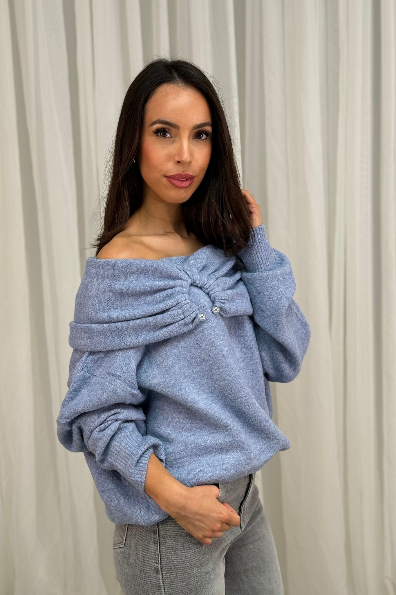 Ally Foldover Jumper In Blue