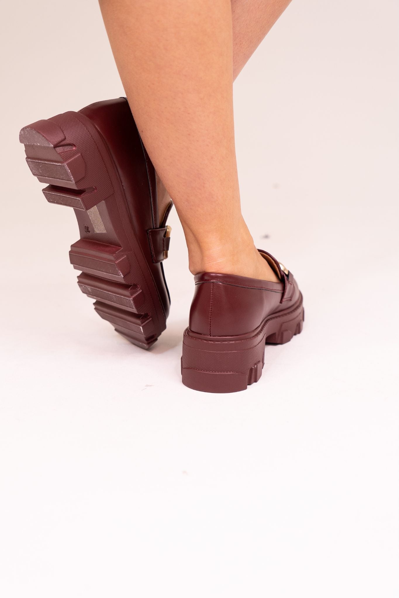 Winnie Buckle Loafers In Wine
