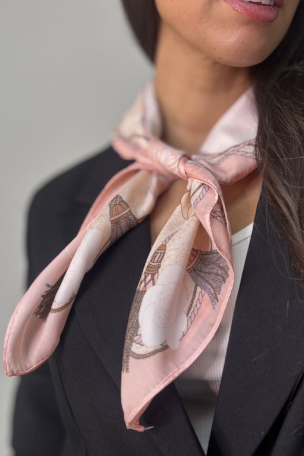 Orla Floral Print Neck Scarf In Pale Pink