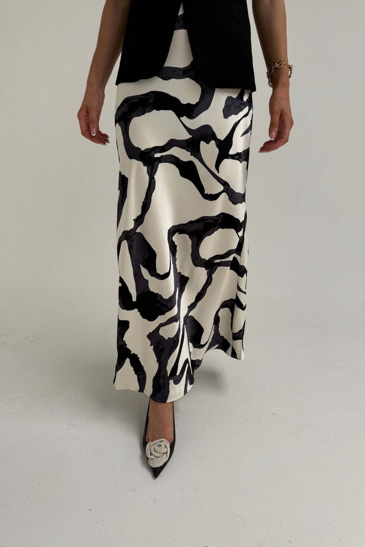 Jane Maxi Skirt In Monochrome Print