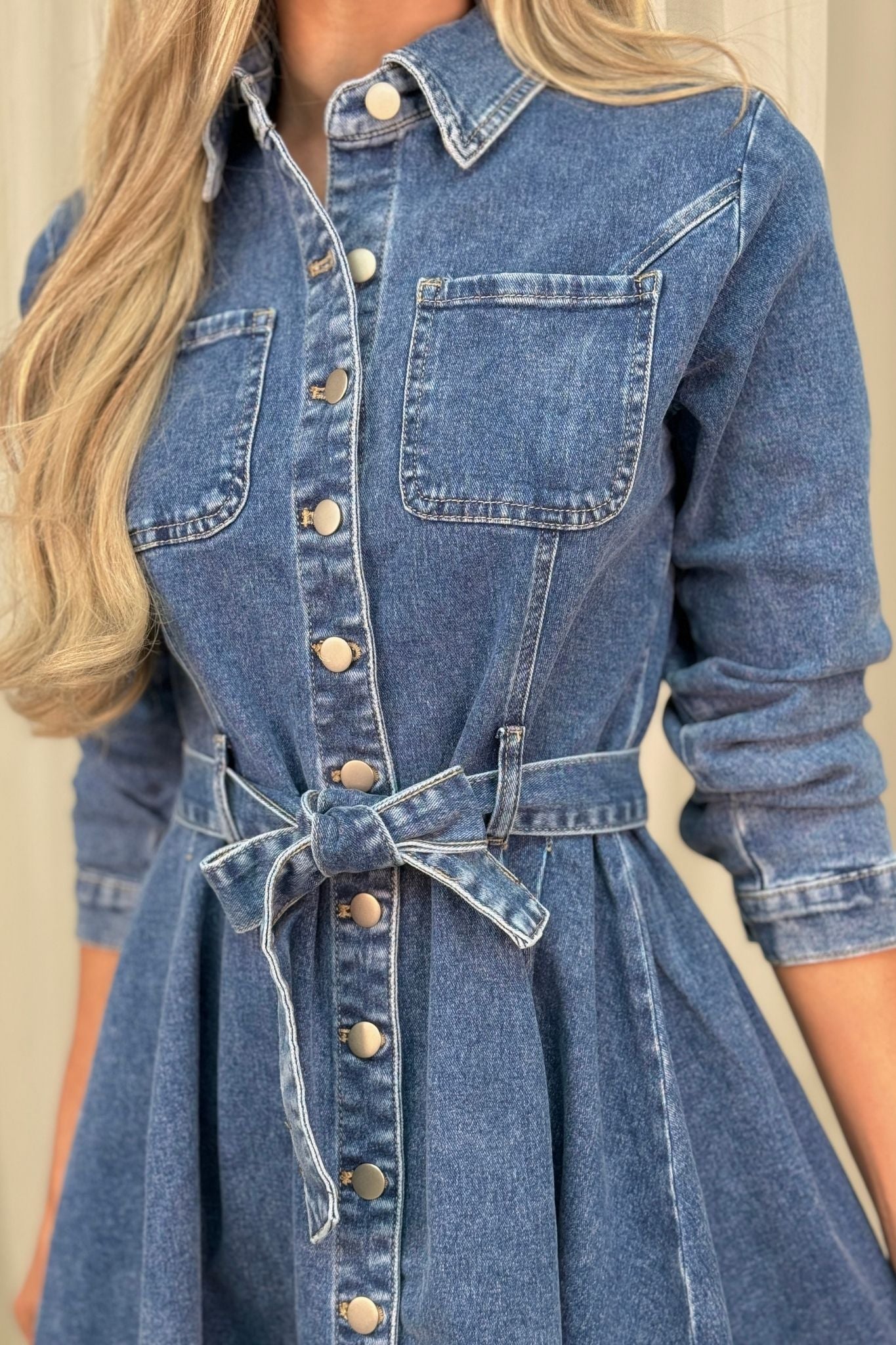 Lynne Denim Mini Dress In Dark Wash