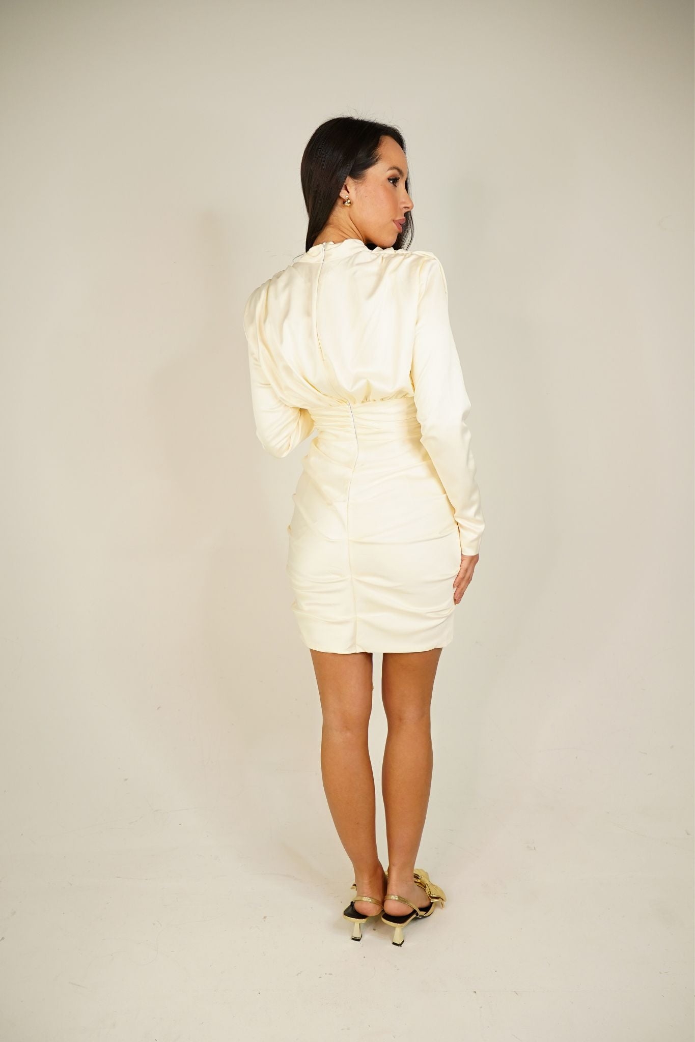 Holly Ruched Dress In Ivory