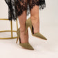 Lauren Faux Suede Cut Out Heel In Pistachio