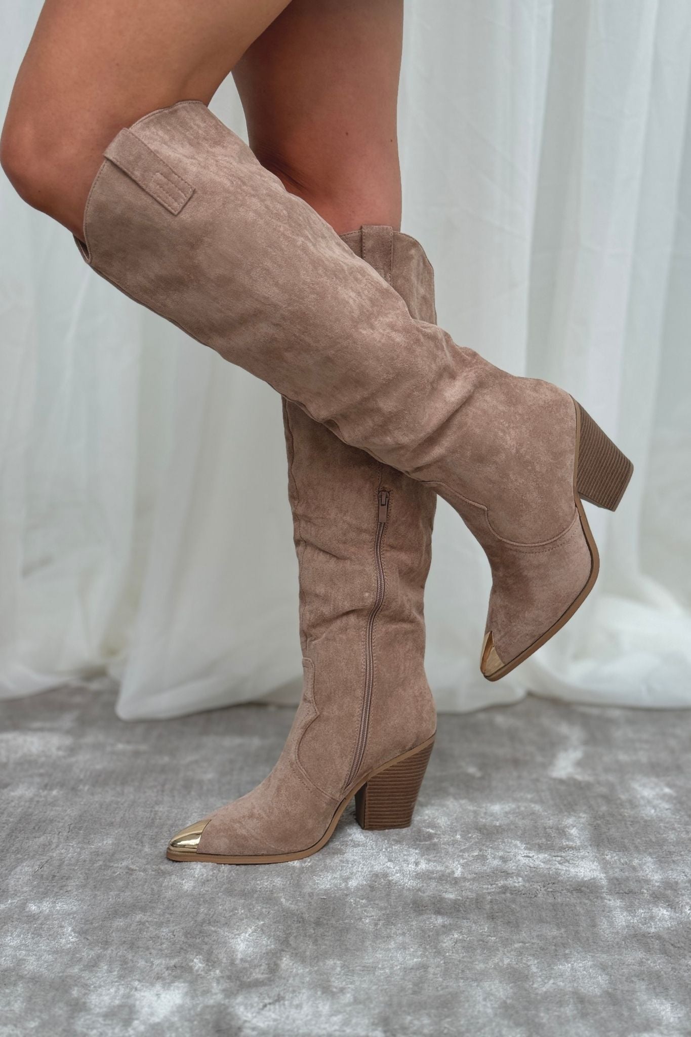 Izzy Knee Length Western Boot In Neutral