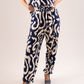 Becca Printed Paper Bag Trousers In Navy Mix